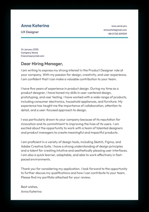 Cover Letter Sample