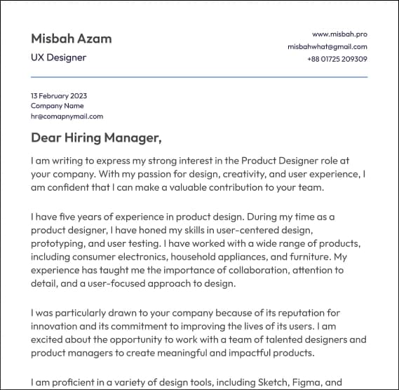Cover Letter Preview