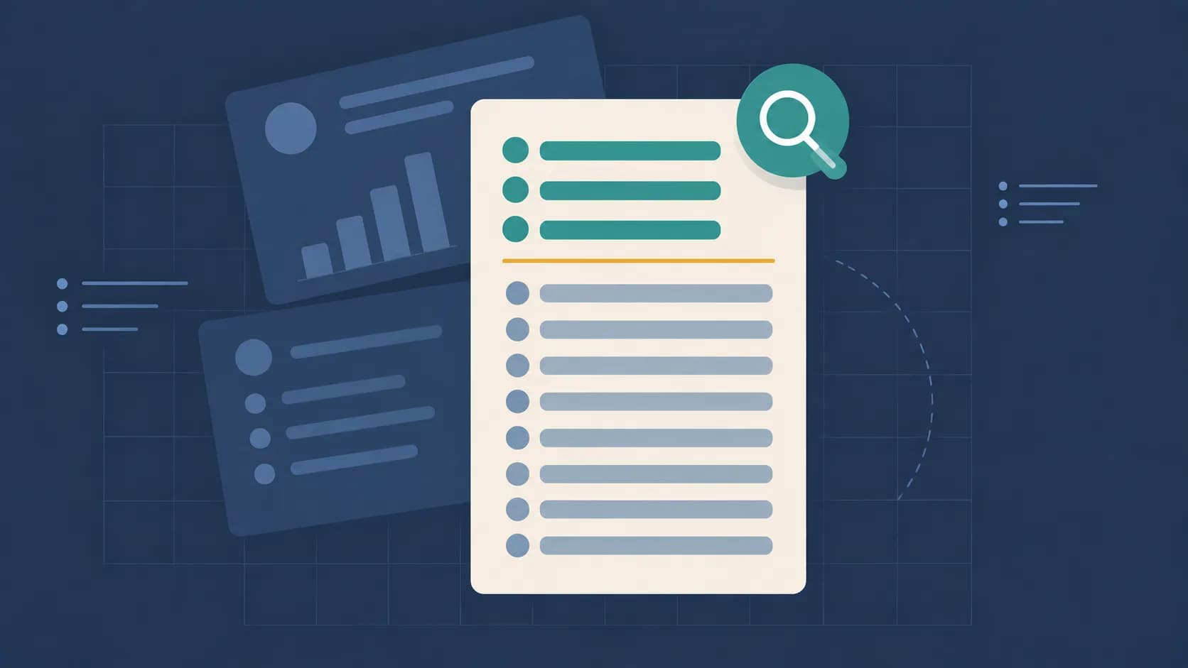 Geometric illustration of a ranked list with a cut-off line below the top three, representing AI resume screening.
