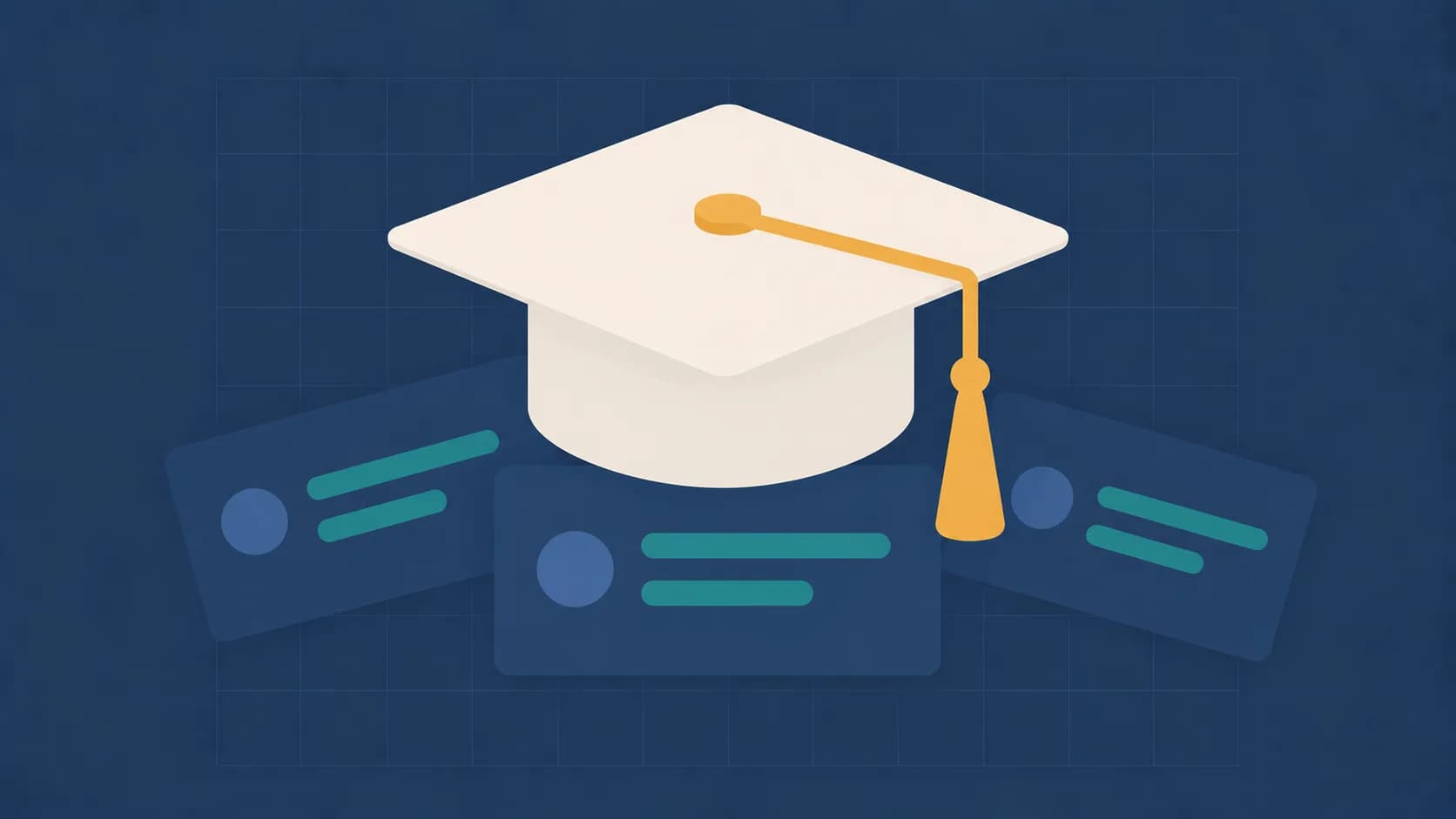 Geometric illustration of a graduation cap in flat elevation, representing campus recruitment.