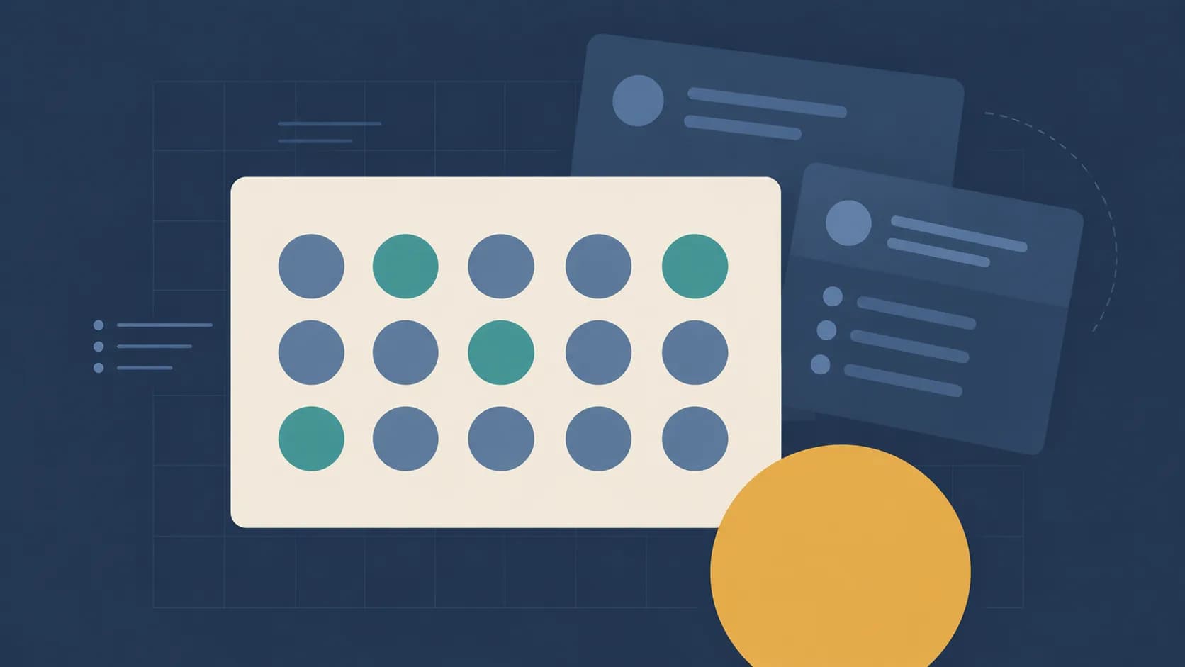Geometric illustration of a grid of circles with several highlighted, representing manpower consultancy selection.