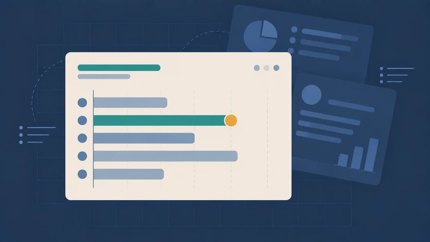 Geometric illustration of a schedule chart aligned to an axis, representing a recruitment hiring plan.