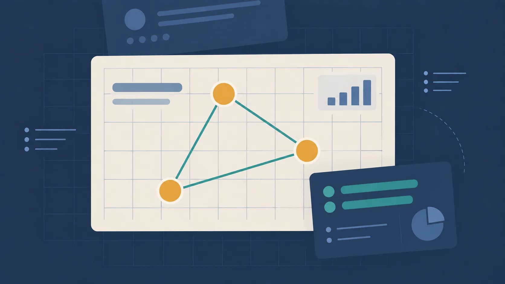 Geometric illustration of a grid marked with three linked points, representing a talent acquisition strategy.