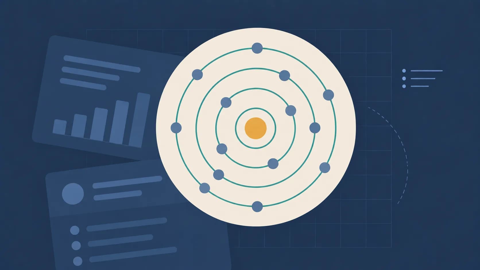 Geometric illustration of concentric rings with scattered points, representing candidate sourcing reach.
