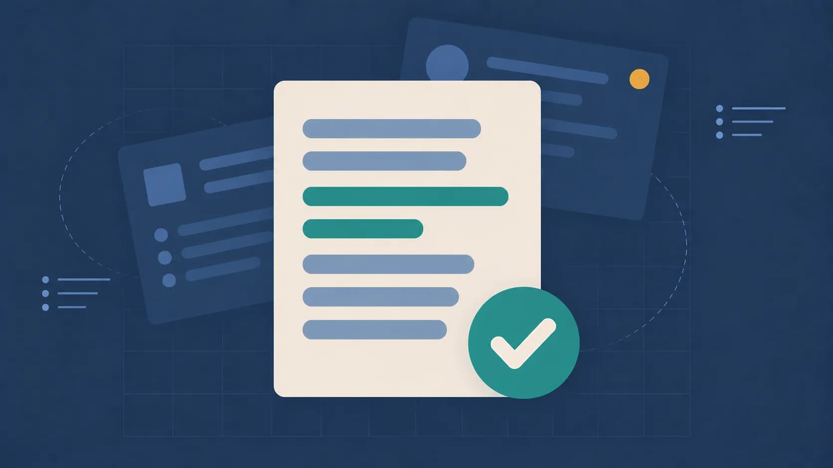 Geometric illustration of a document with a verification tick, representing employment background verification.
