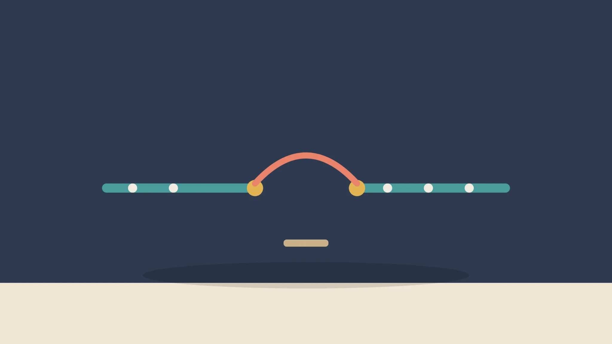 A candidate speaking calmly across an interview table while the interviewer nods, with a timeline graphic showing a filled gap