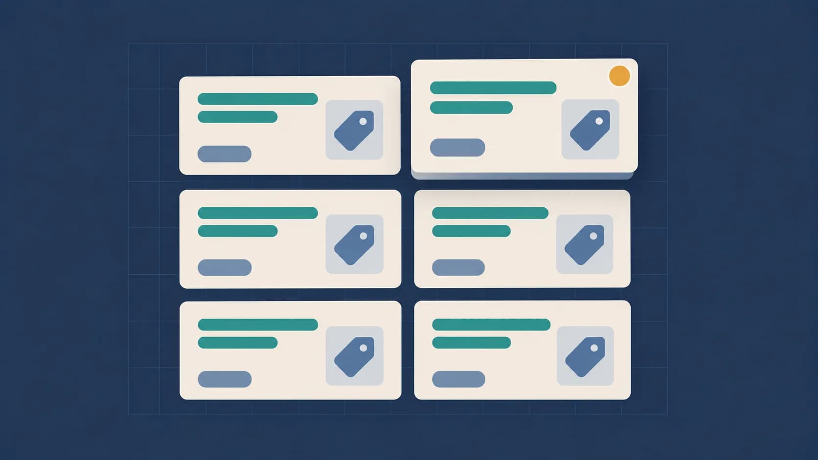 Geometric illustration of a grid of six listing cards, representing free job posting sites in India.