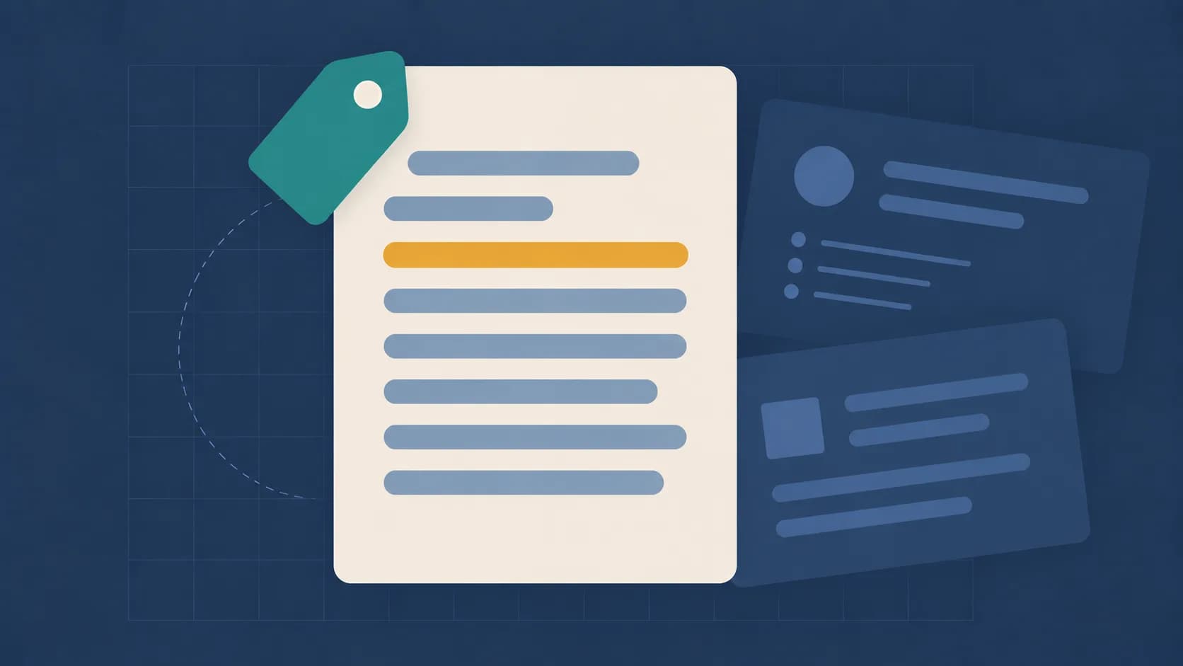 Geometric illustration of a document with one line emphasised, representing writing a job description.