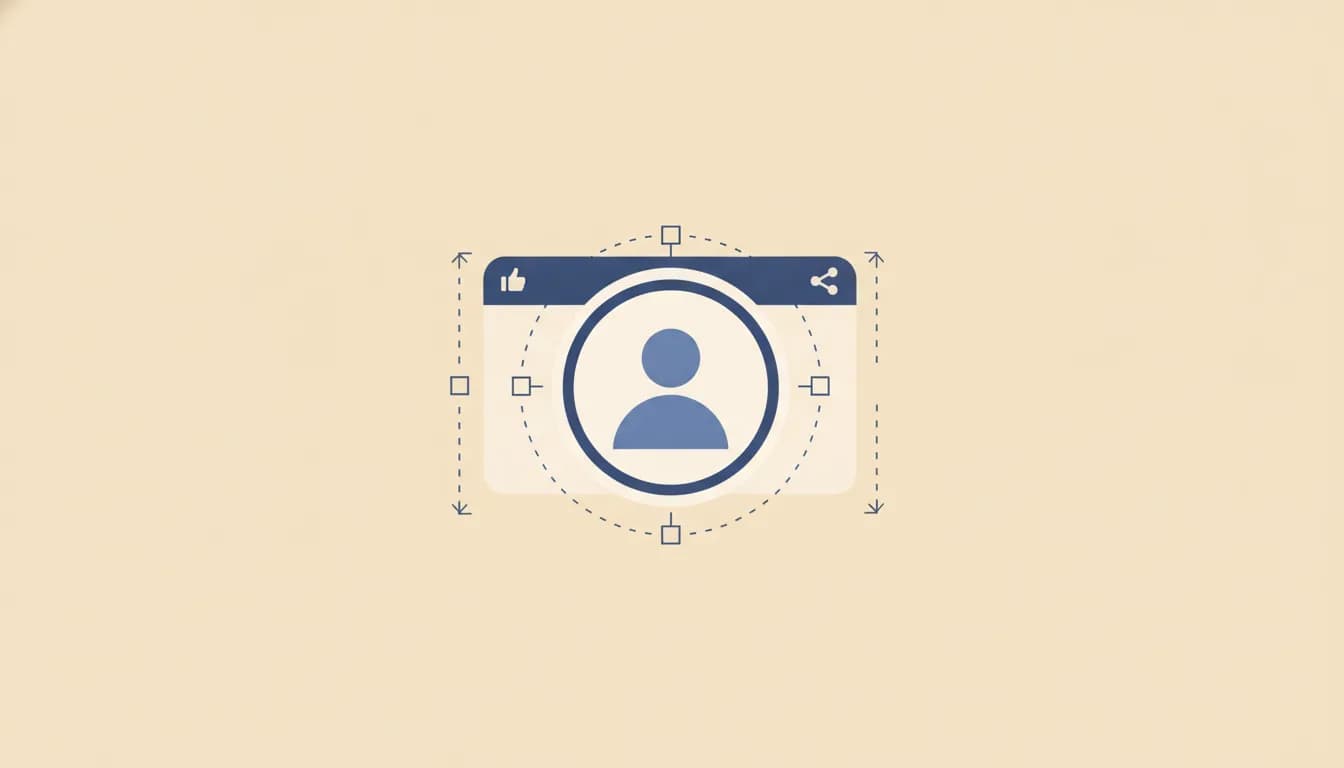 Illustration of a circular profile photo inside crop marks and dimension arrows on a social card, sizing a LinkedIn picture