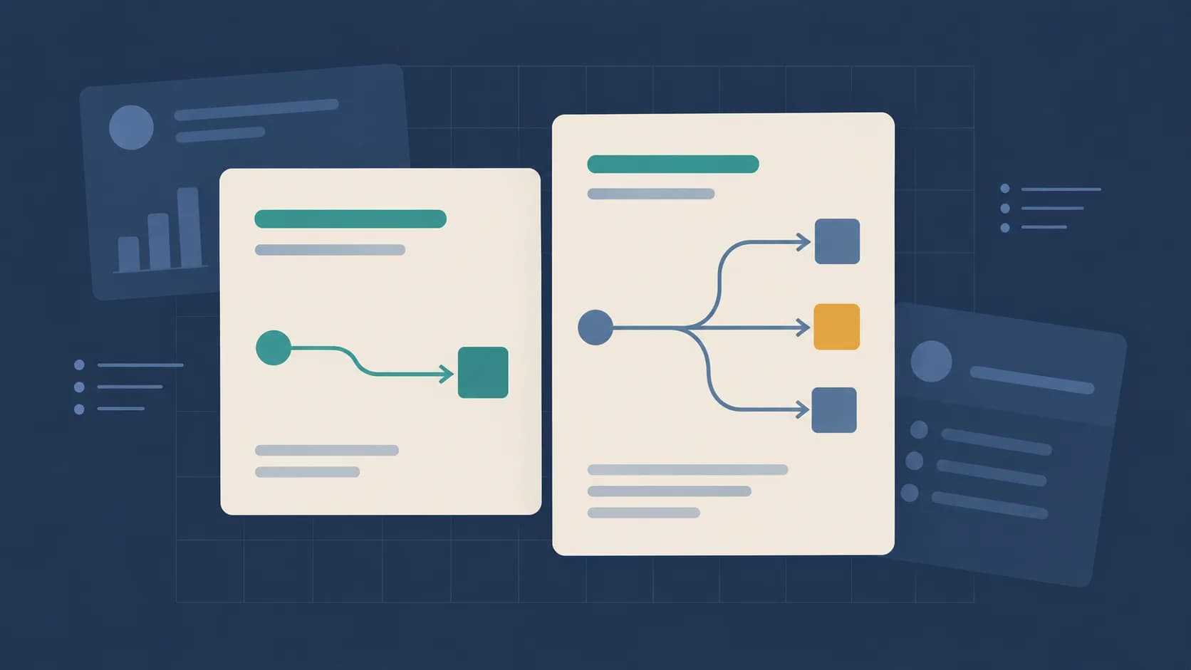 Geometric illustration of a short path and a longer branching path, representing talent acquisition versus recruitment.
