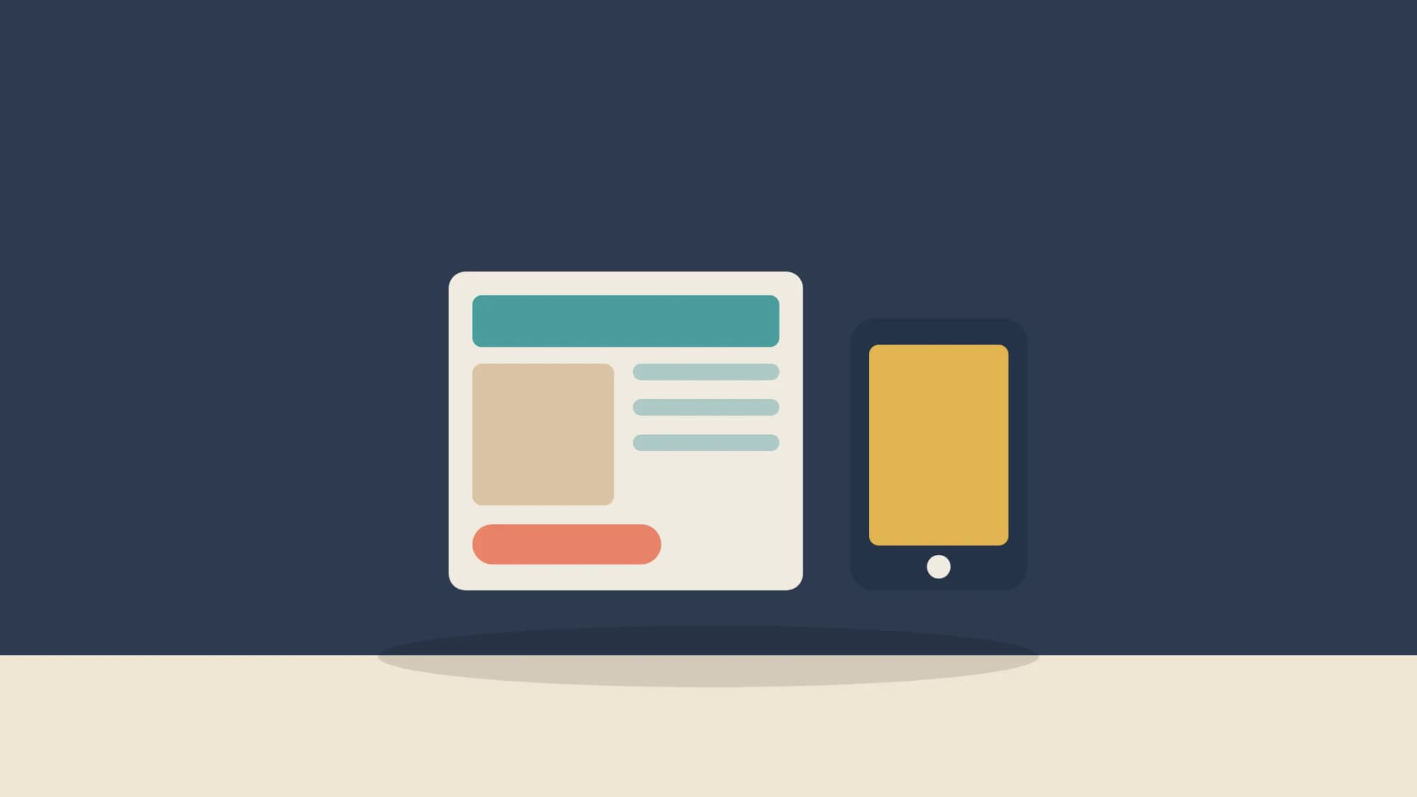 Illustration of a UI UX designer job description with wireframes and a phone mockup