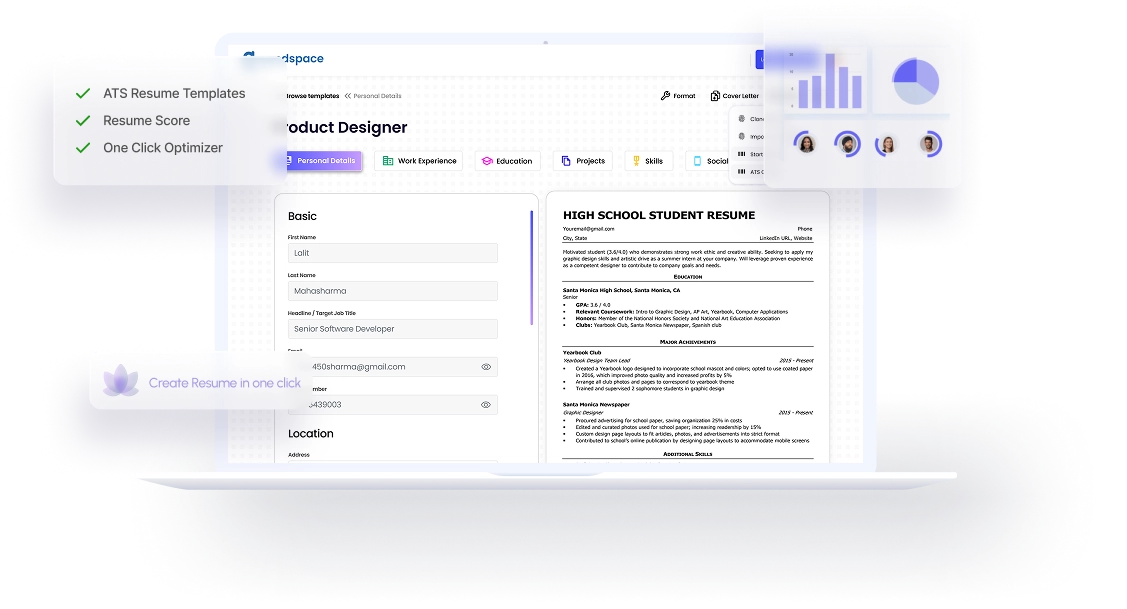 GoodSpace AI Resume Builder interface showing professional resume templates with ATS optimization features