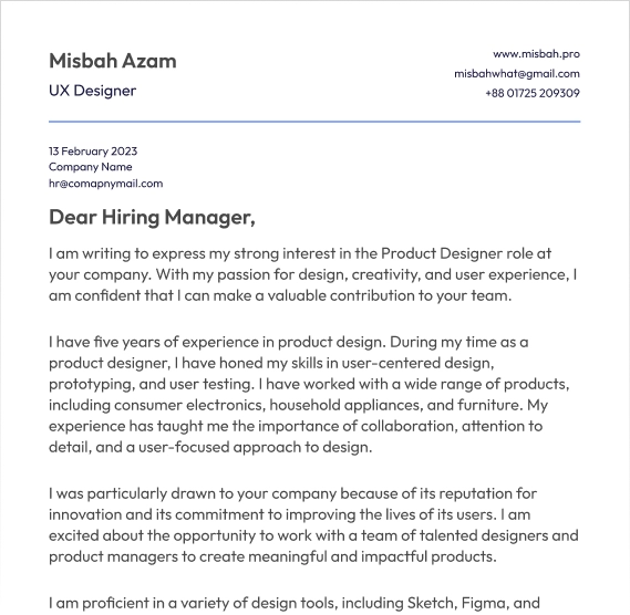 Cover Letter Preview