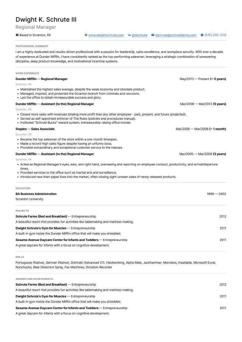 Minimalist resume template