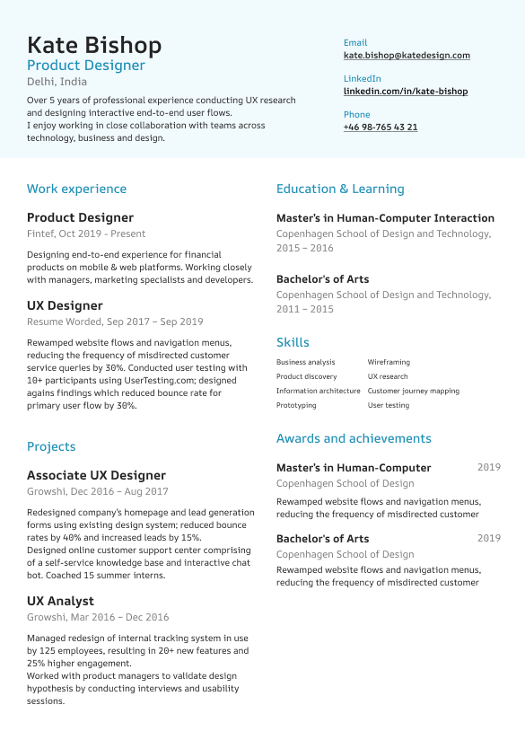 Modern resume template