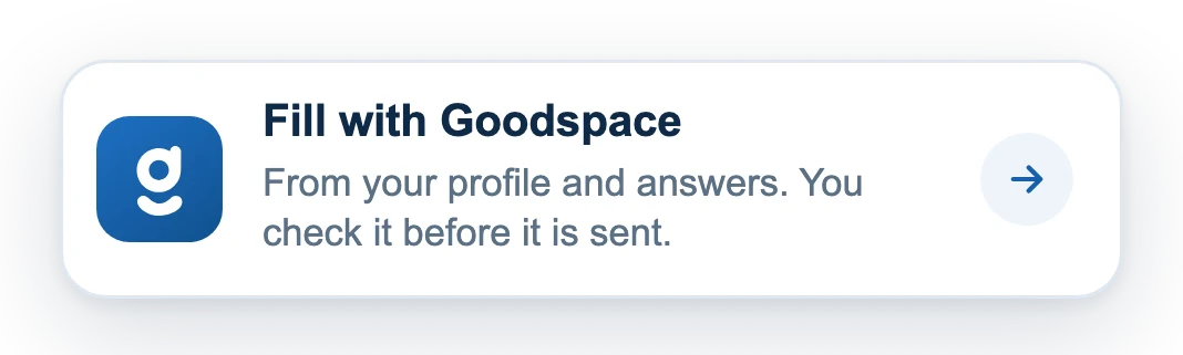 Fill with Goodspace button on an application form