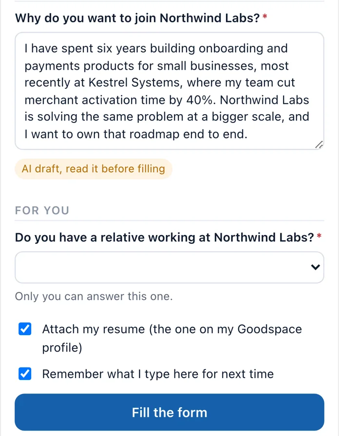 An AI drafted answer to review, and a question only you can answer