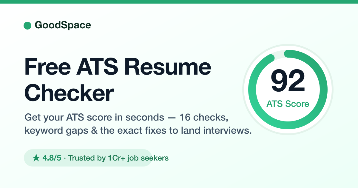 Cv Score Check Free ATS Resume Checker - Get Your Score 2026 | GoodSpace